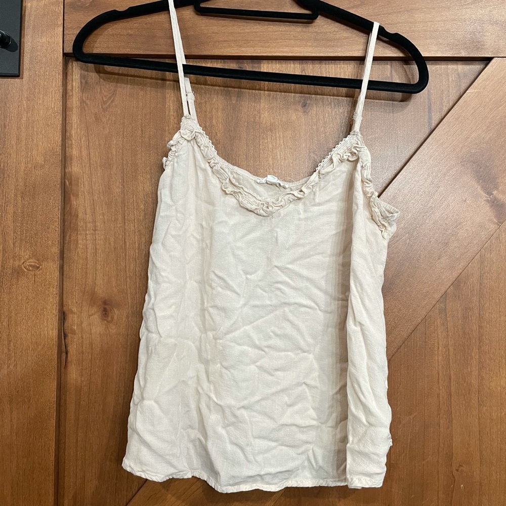 Cream cami with ruffle